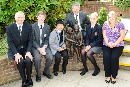 Unveiling the new sculpture at Bishops Stortford school