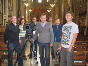 Lancing College - Hugh Dennis with the BBC production crew