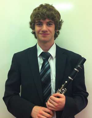 Ashley Garfitt, 18, with his clarinet.