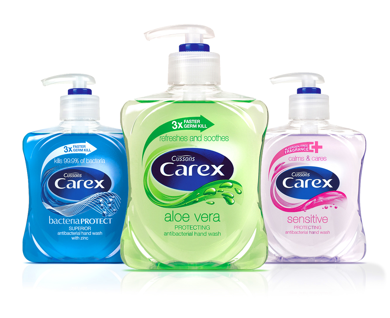Carex hand wash kills germs quicker