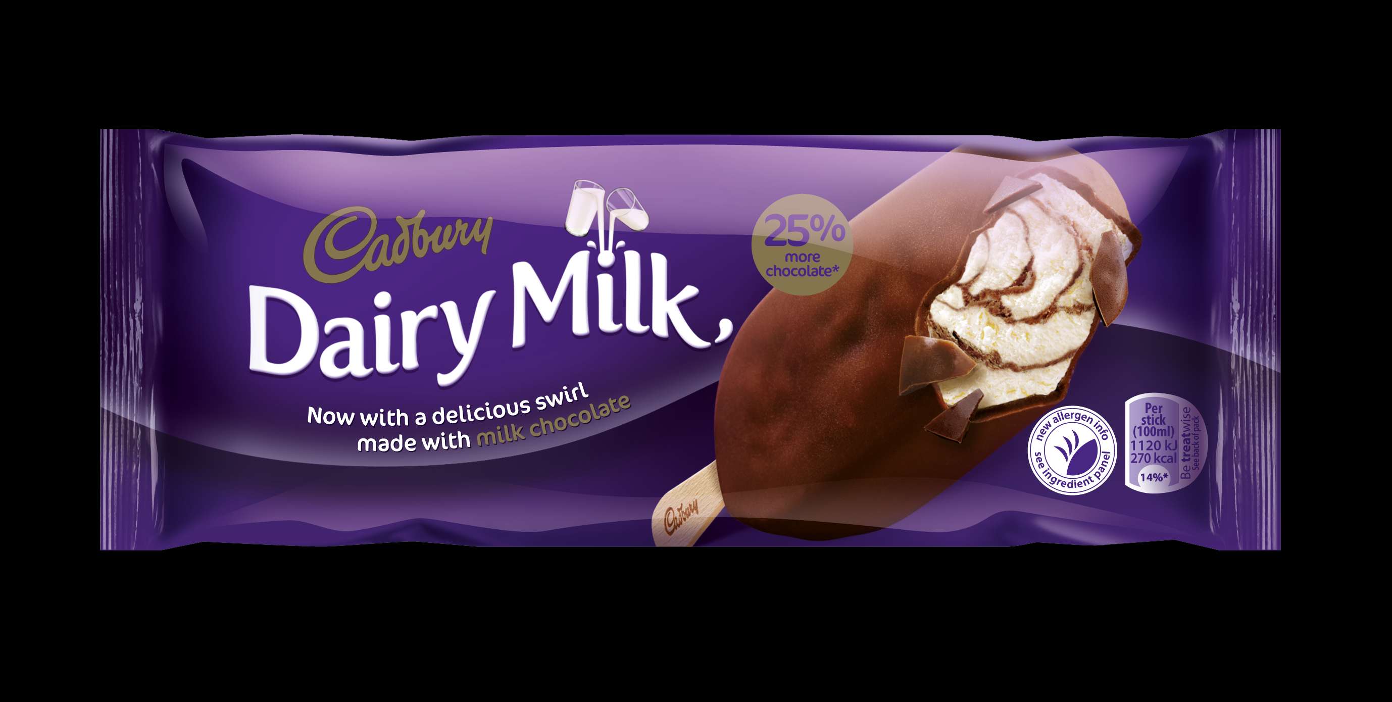 25% more chocolate for Cadbury Dairy Milk Ice cream